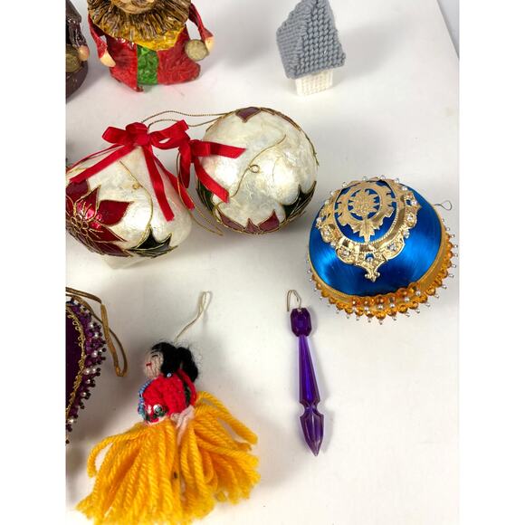 Bulk Lot of 16 Vtg Christmas Ornaments Handcrafted Pushpin Balls Wise Men Set - Picture 5 of 16